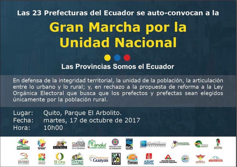 Prefecturas marchan hoy en Quito