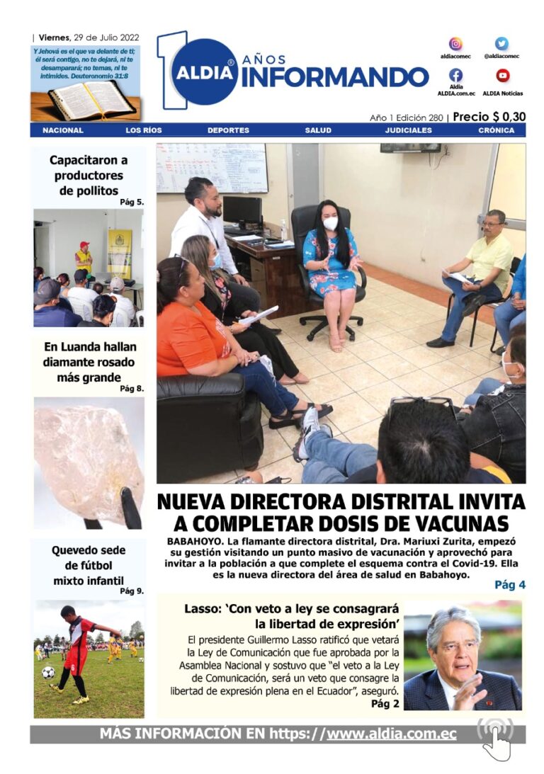 Edición 29 de julio de 2022 – Nueva directora Distrital invita a completar dosis de vacunas