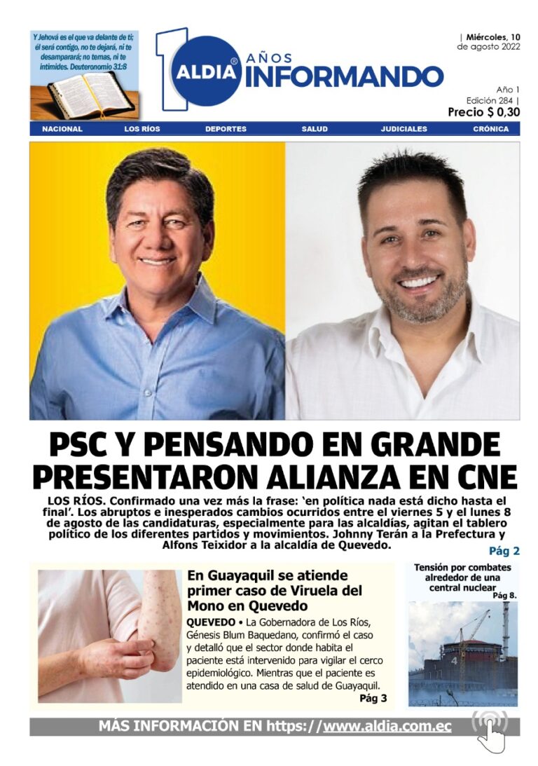 Edición 9 de agosto de 2022 – PSC y Pensando en Grande presentaron alianza en CNE
