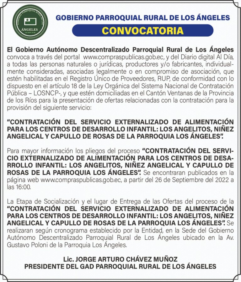 CONVOCATORIA DEL GOBIERNO PARROQUIAL RURAL DE LOS ÁNGELES