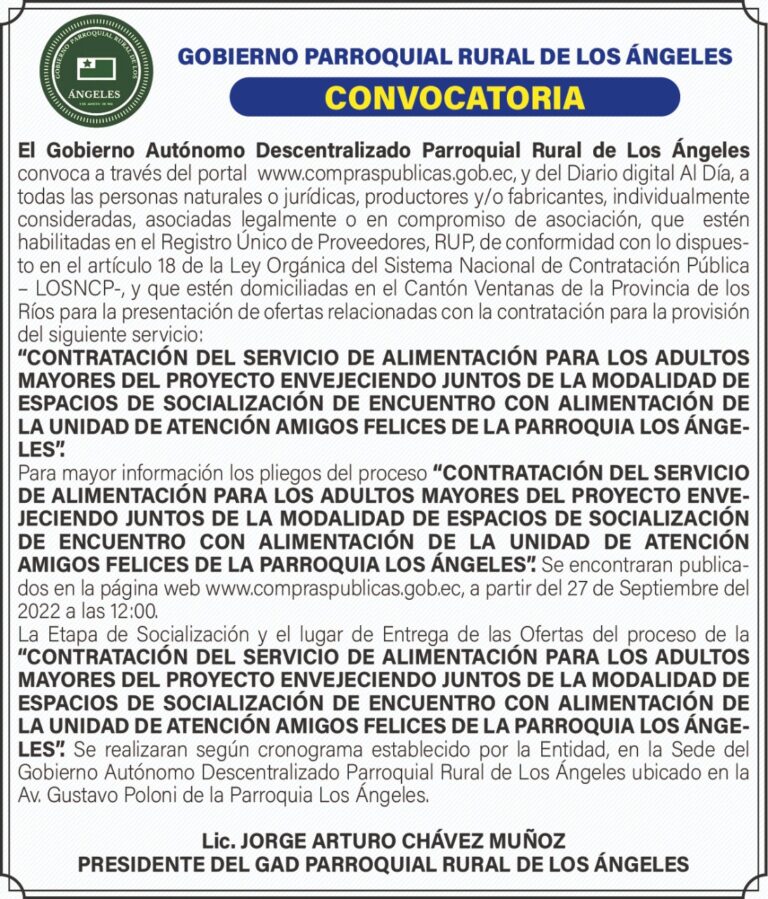 CONVOCATORIA DEL GOBIERNO PARROQUIAL RURAL DE LOS ÁNGELES