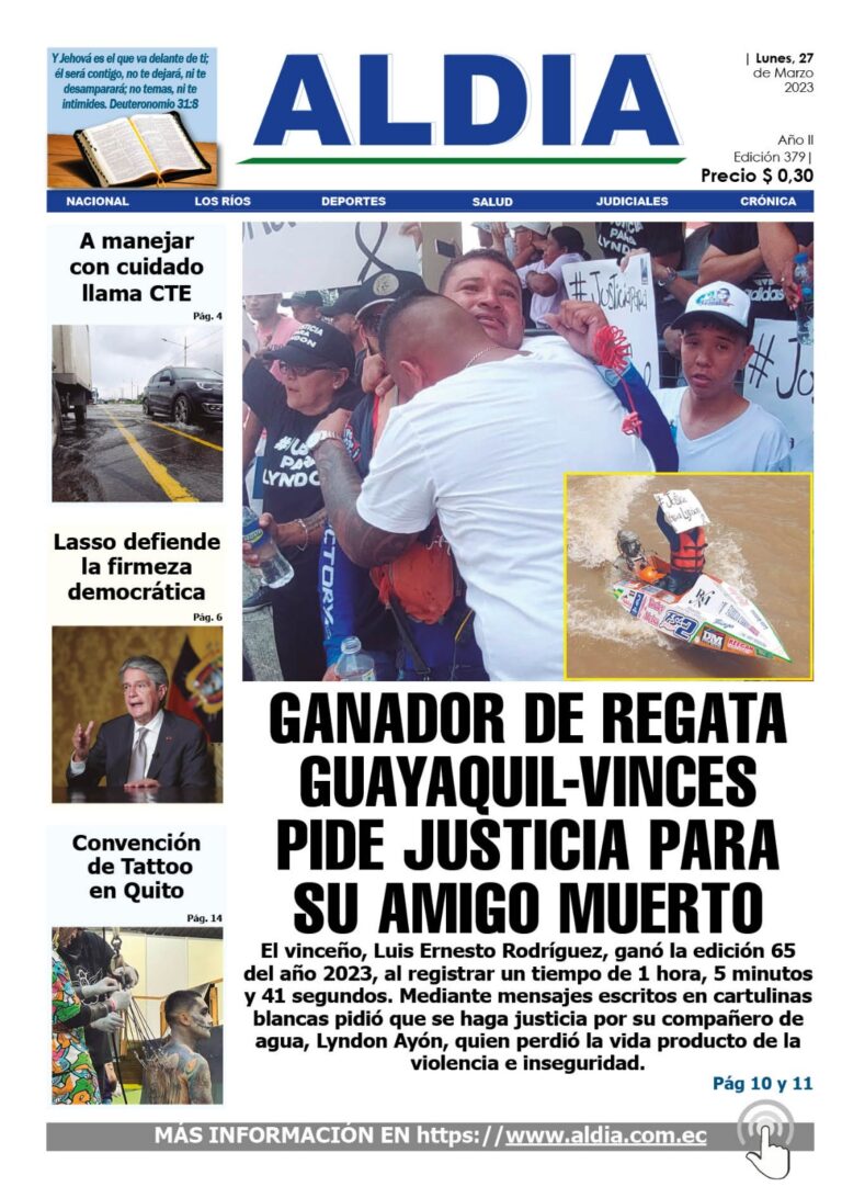 Edición del 27 de marzo de 2023: Ganador de la regata  pidió justicia para Lyndon Ayón