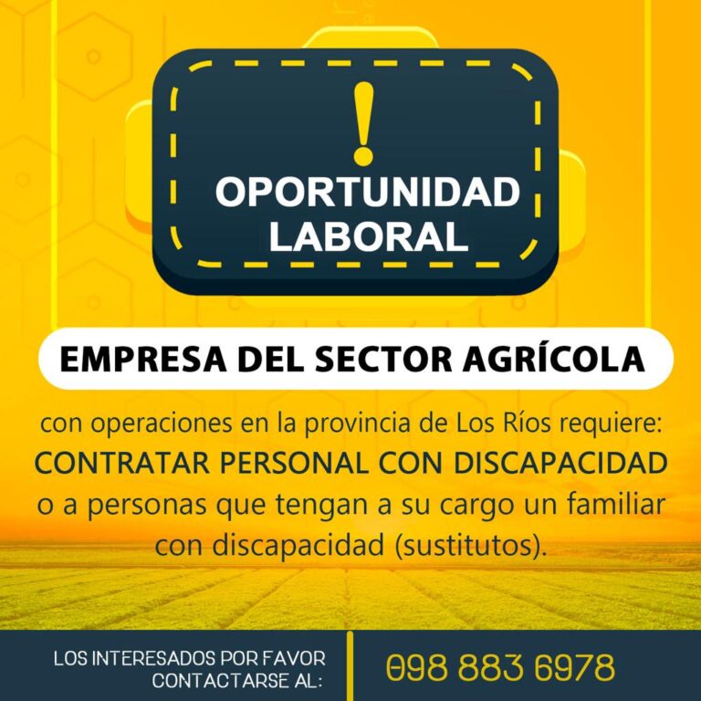 OPORTUNIDAD LABORAL: EMPRESA DEL SECTOR AGRICOLA