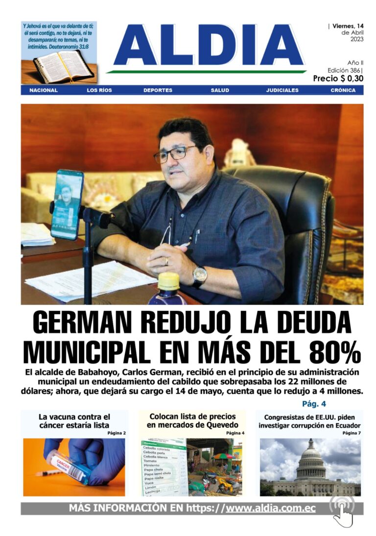 Edición del 14 de abril del 2023: German redujo la deuda municipal en más del 80 %