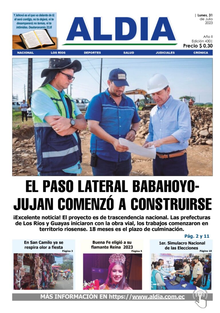 Edición 31 de julio 2023, Prefectura de Los Ríos inició construcción de paso lateral Jujan-Babahoyo