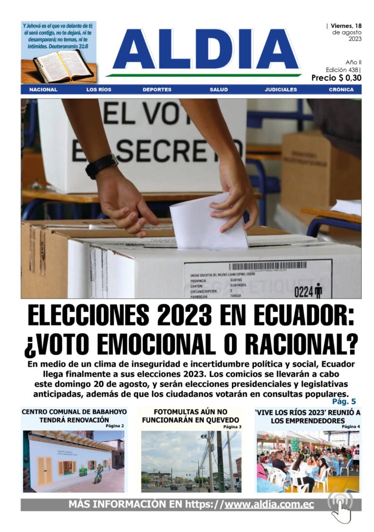 Edición 18 de agosto 2023, rige la ley seca en Ecuador