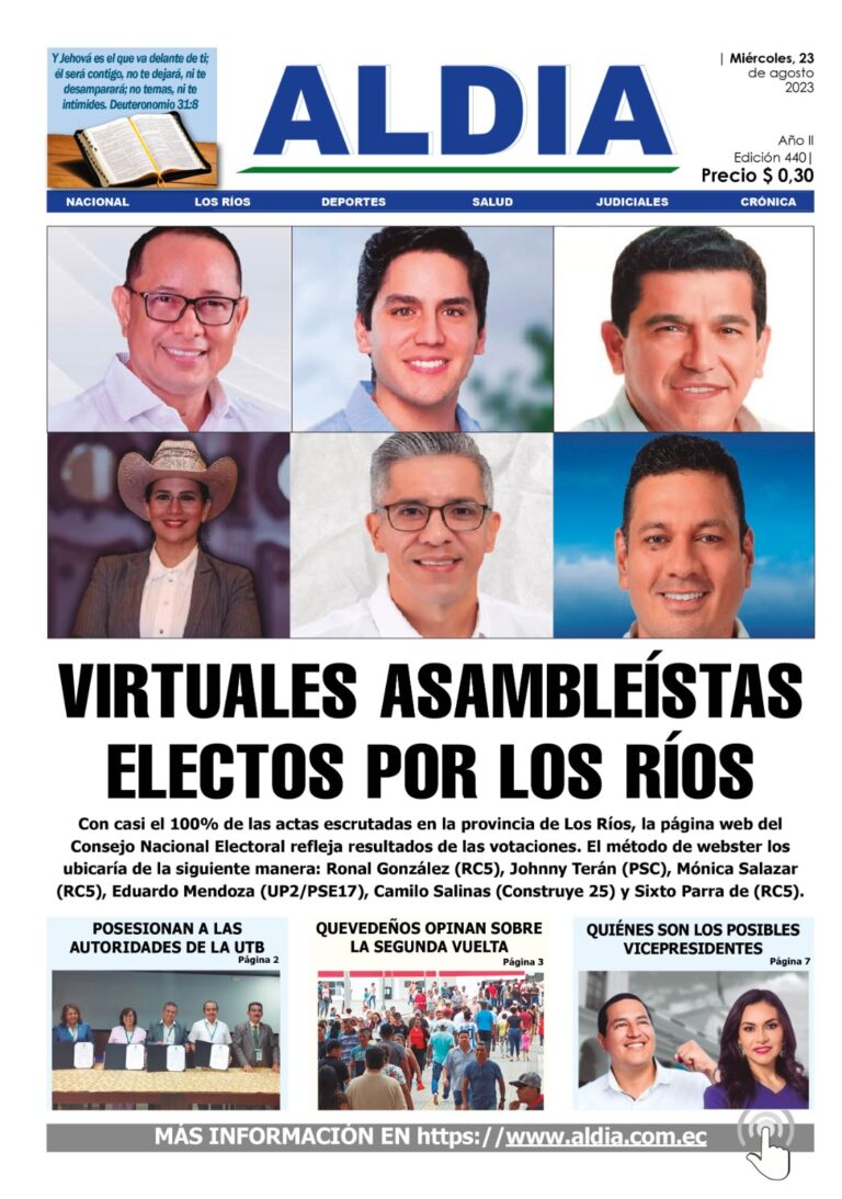 Edición 23 de agosto 2023, Ellos son los nuevos asambleístas de Los Ríos