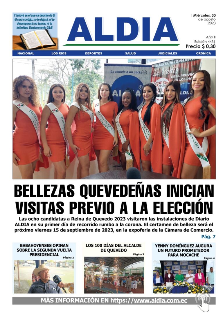 Edición 30 de agosto 2023, Candidatas a reina de Quevedo visitaron Diario ALDIA