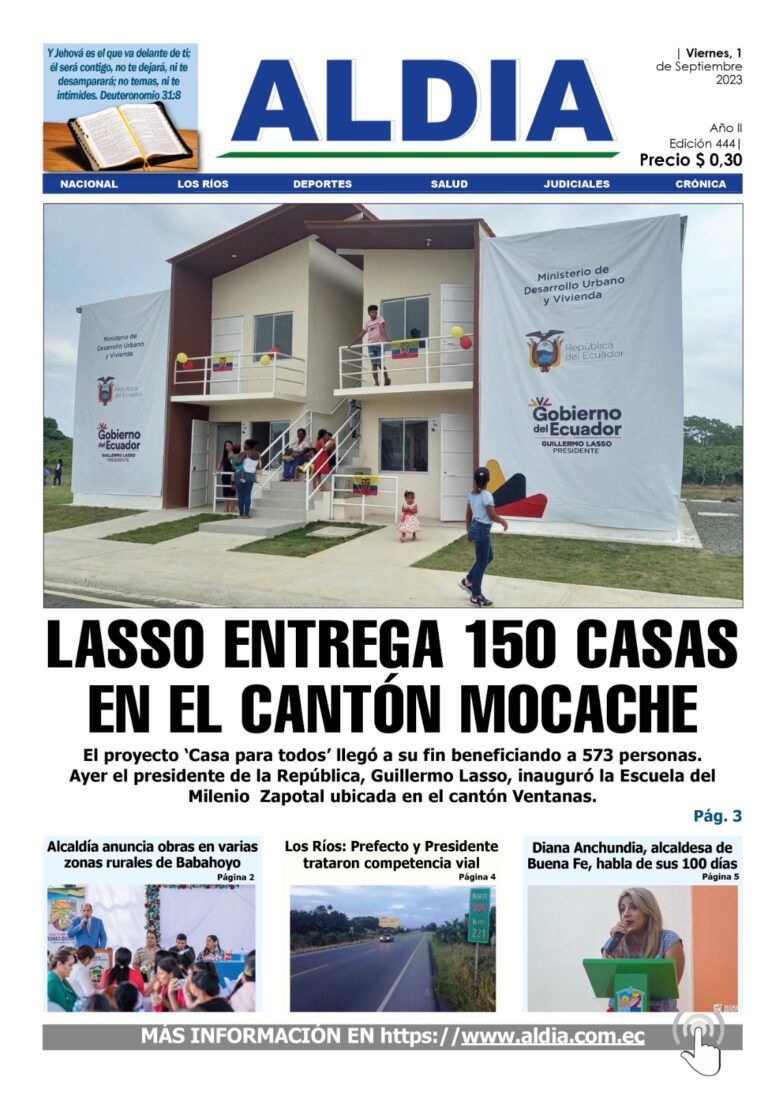 Edición 1 de septiembre 2023, Guillermo Lasso entrega 150 viviendas en Mocache