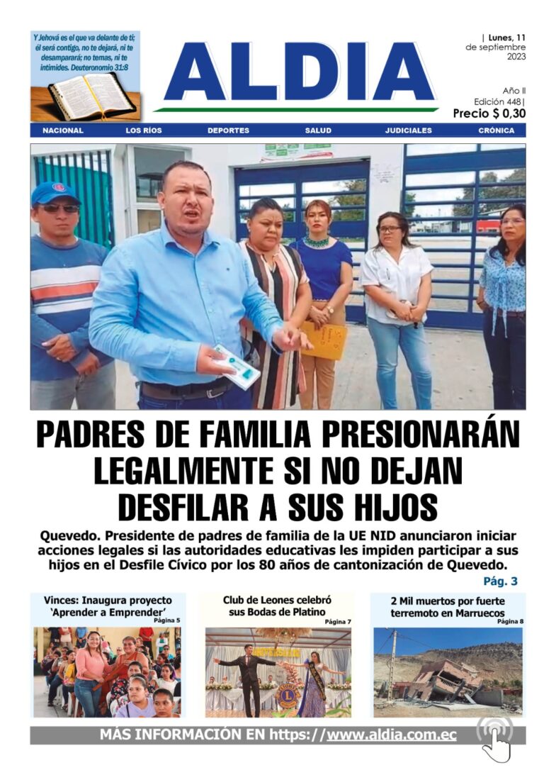 Edición 11 de septiembre 2023, Padres de familias exigen al gobierno que haya desfiles en Quevedo