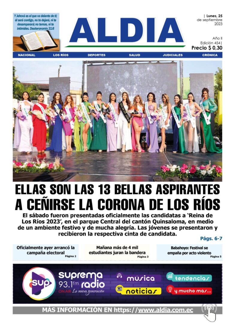 Edición 25 de septiembre de 2023, Vinces es la sede de la elección reina de Los Ríos