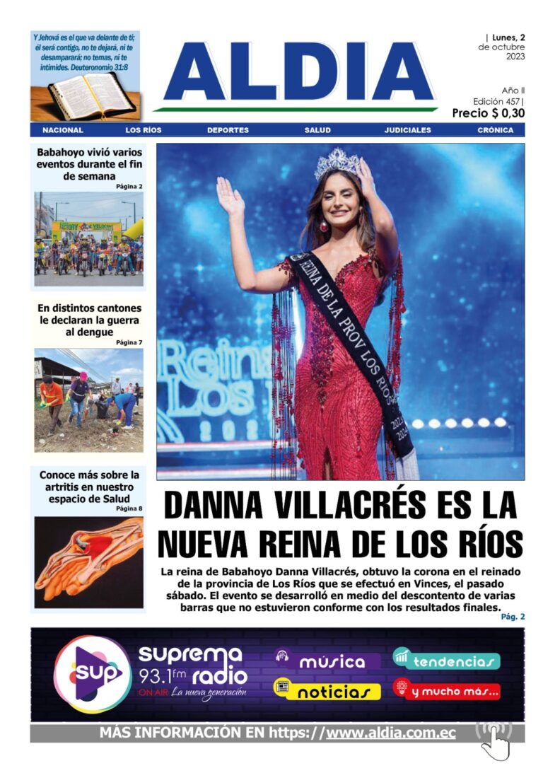 Octubre 2 de 2023, Danna Villacrés es la reina de Los Ríos