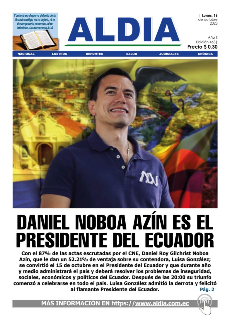 Edición 16 de octubre de 2023, Daniel Noboa es el nuevo presidente de Ecuador