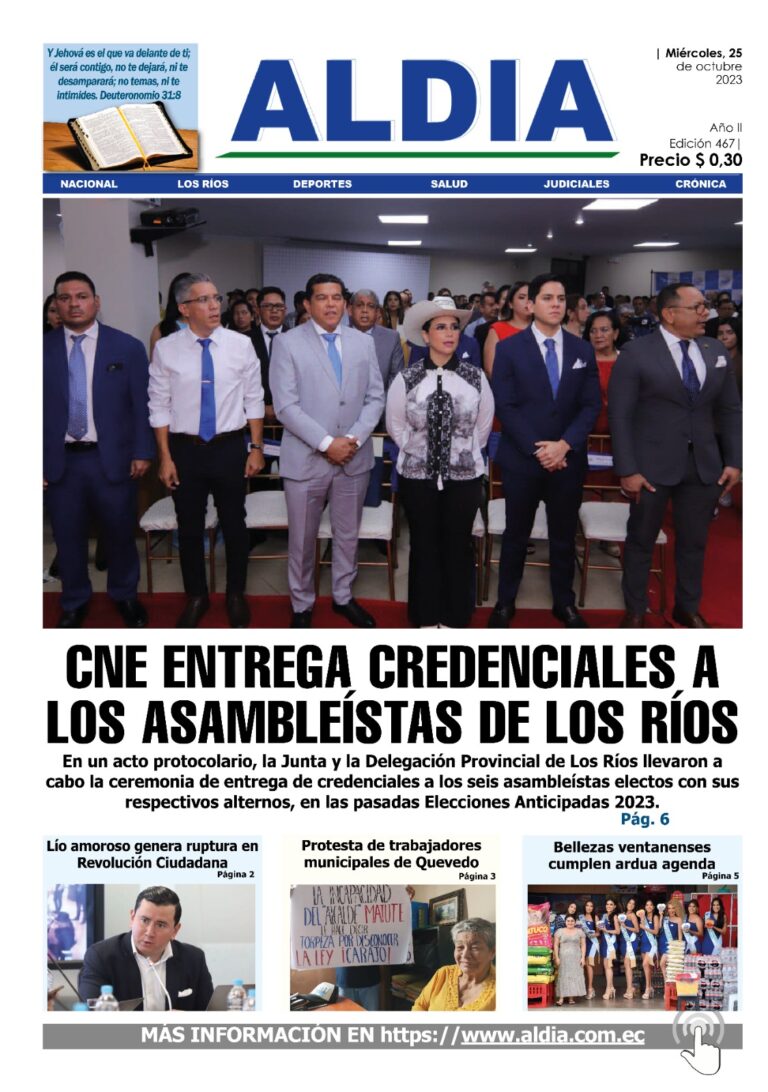 Edición 25 de octubre 2023, Asambleistas de Los Ríos recibieron credenciales