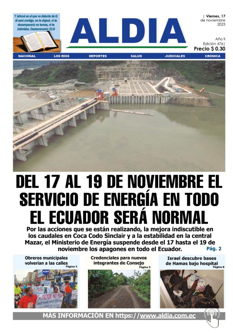 Edición 17 de noviembre 2023, Gobienro Nacional suspende los apagones por tres días en Ecuador