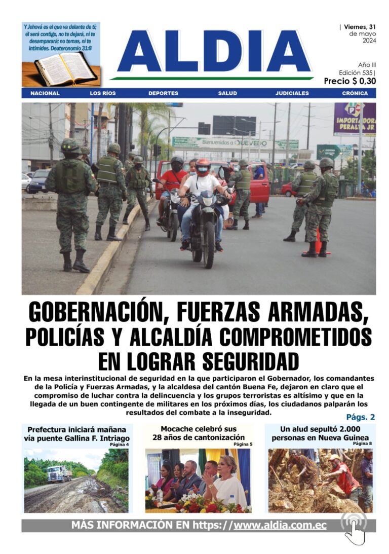 Edición 3 de mayo 2021, Fuerza militar será contra contra la delincuencia en Los Ríos