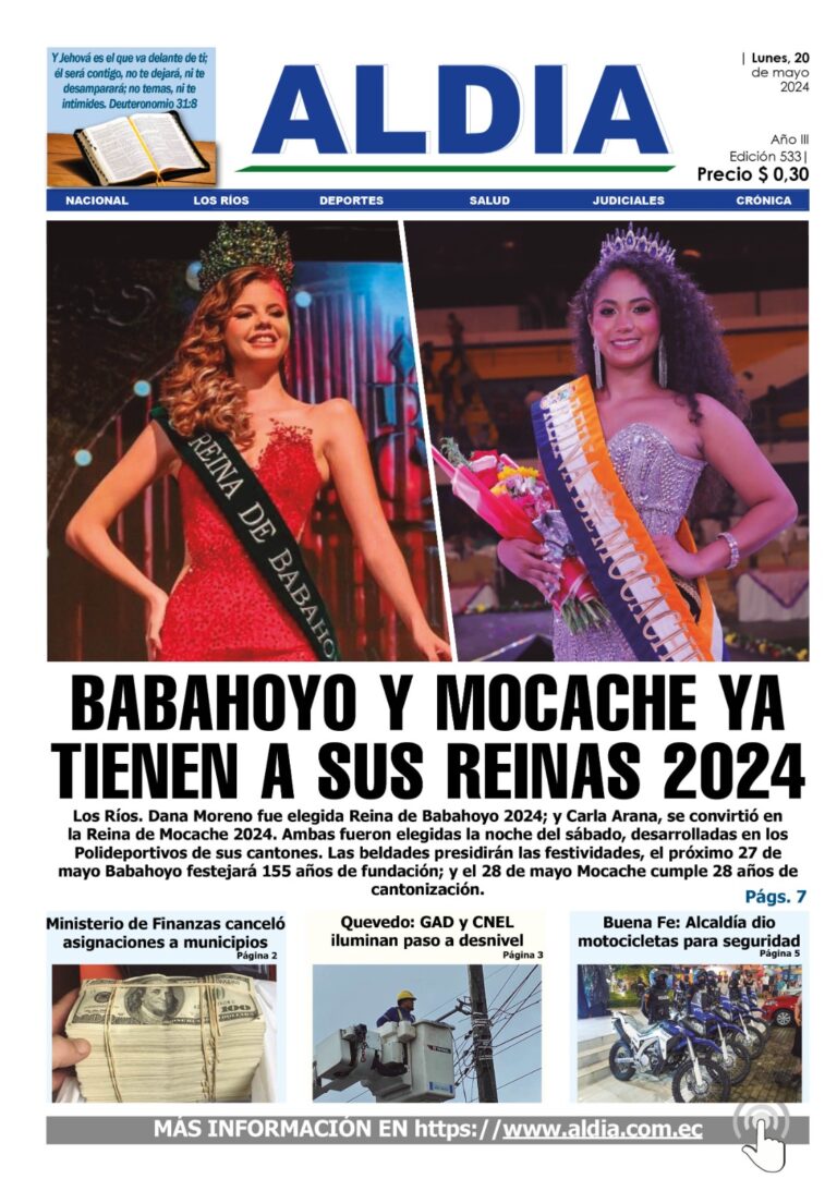 Edición 20 de mayo  2024, Babahoyo y Mocache tienen reina