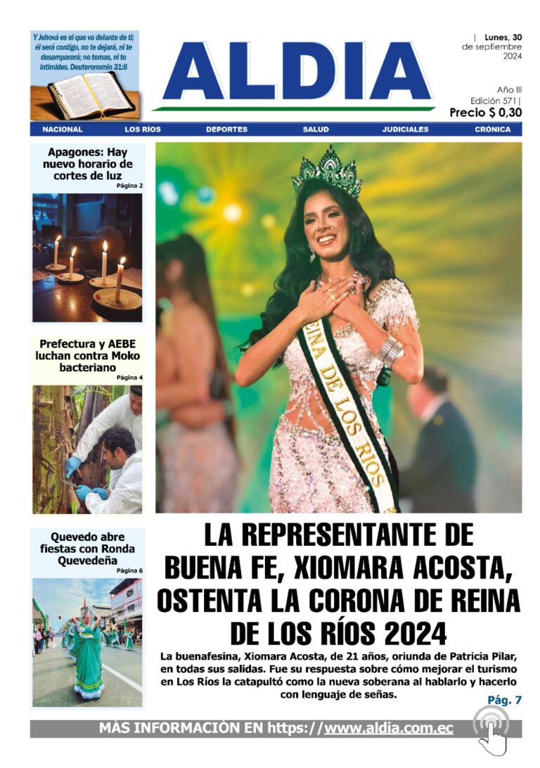 Edición 30 de septiembre 2024, Xiomara Acosta es la reina de Los Ríos