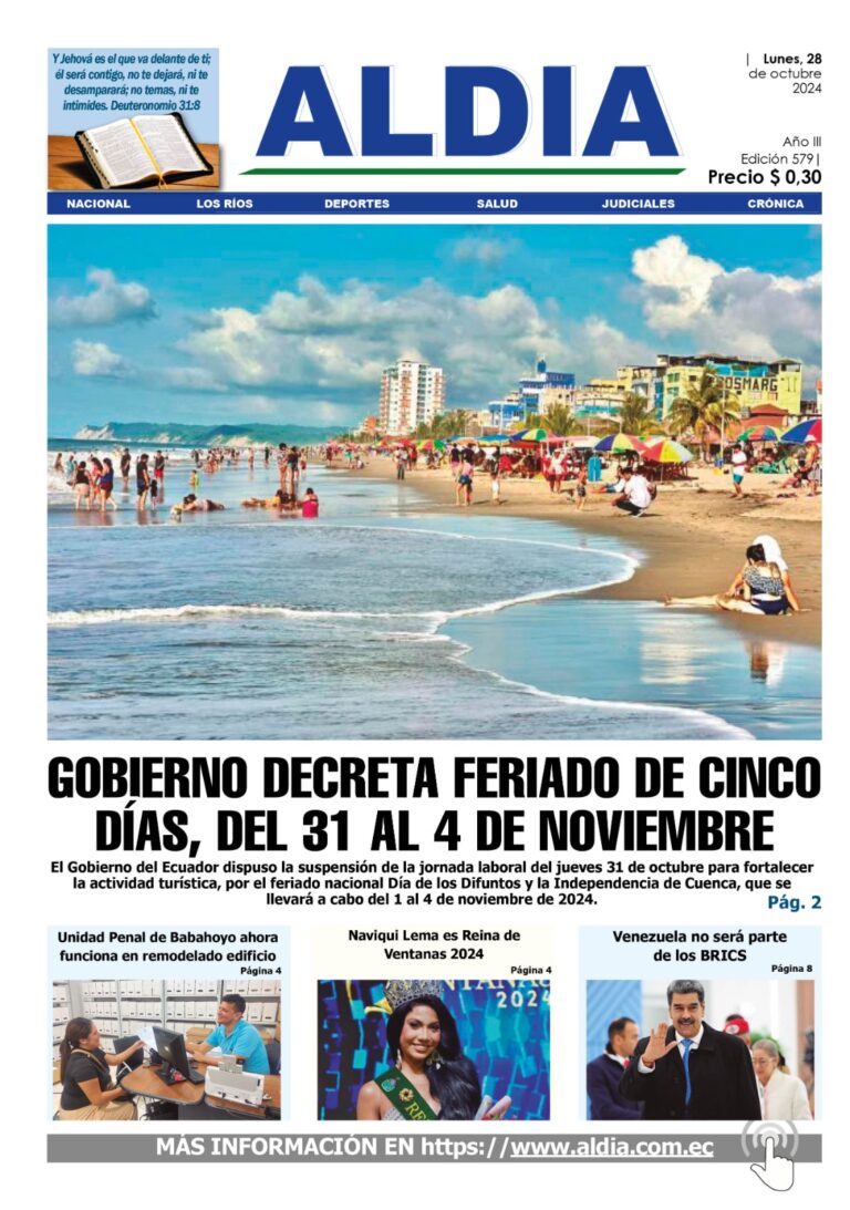 Edición 28 de octubre 2024, Cinco días de feriado en este 2024