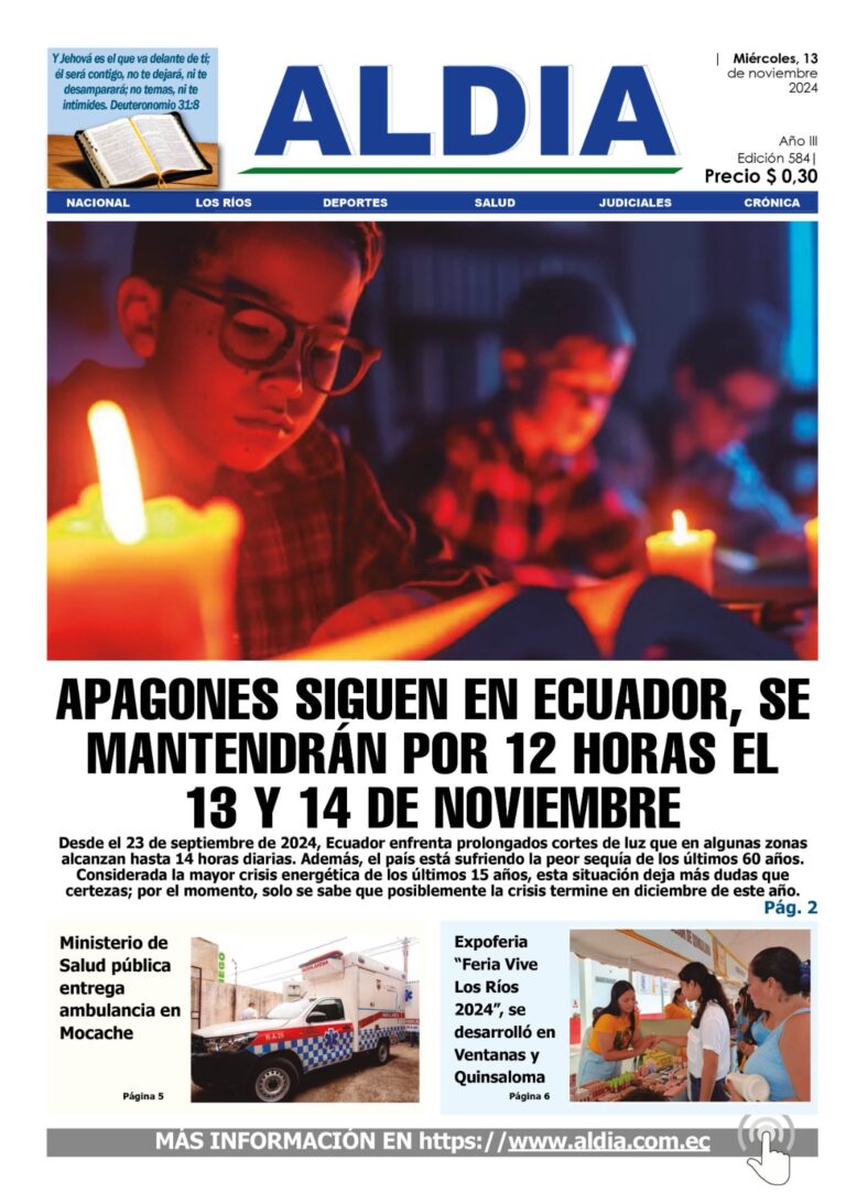 Edición 13 de noviembre 2024, Seguirán los apagones en el Ecuador